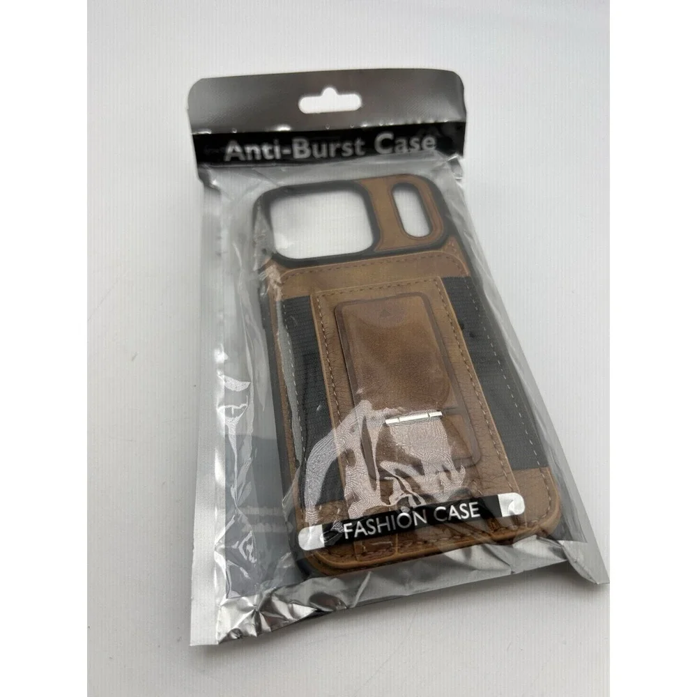 iPhone 17 Pro Leather Case, Wallet Case with Card Holder (3 Cards) & Kickstand